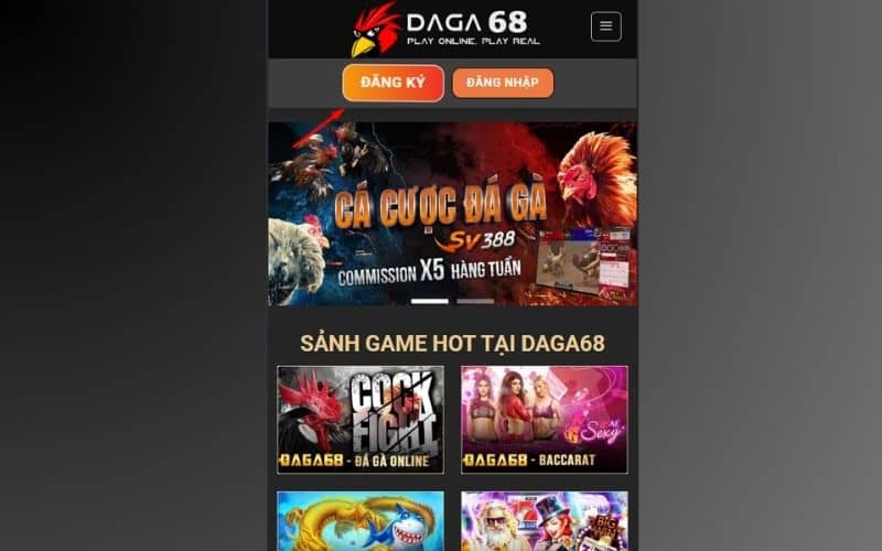 Truy cập vào nhà cái DAGA68 và bấm đăng ký